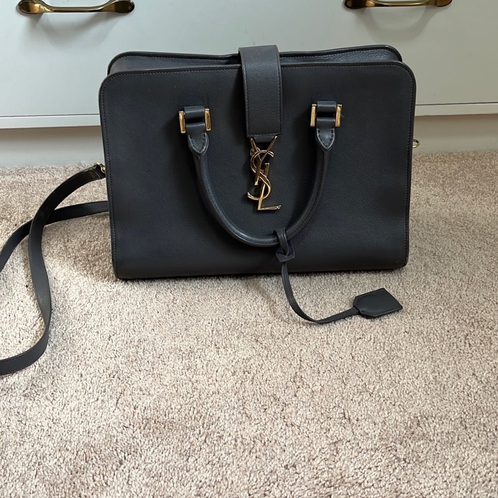 Saint Laurent Monogram Cabas handbag  grey and gold hardware